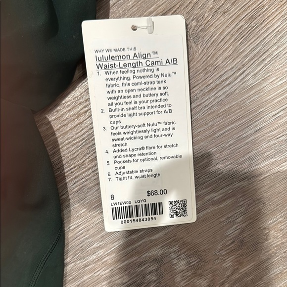 Lululemon align waist length cami a/b size 8 - Picture 2 of 3